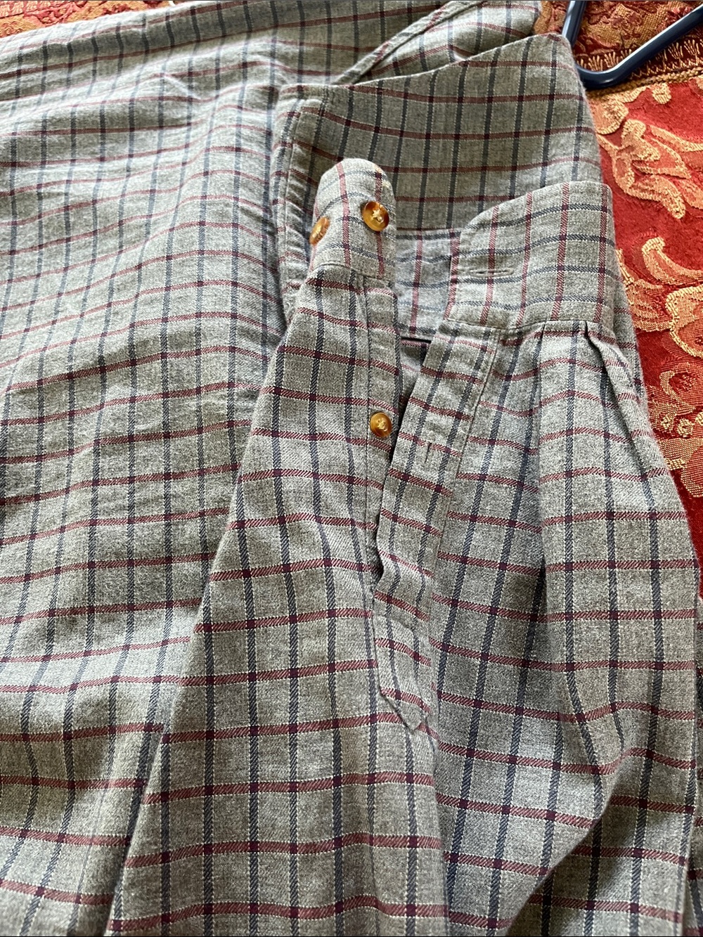 Men's Gray Plaid Button-Down Shirt - Long Sleeve Casual - Picture 8 of 9